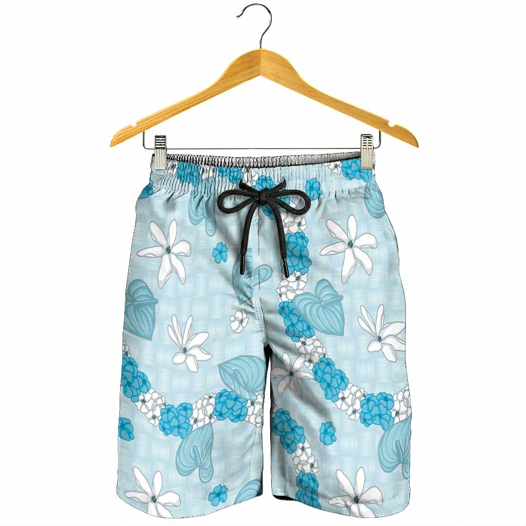 Hawaii Anthurium Tiare Pikake Lei Shorts for Men UliUli Lauhala Art Pattern LT01 - Polynesian Pride