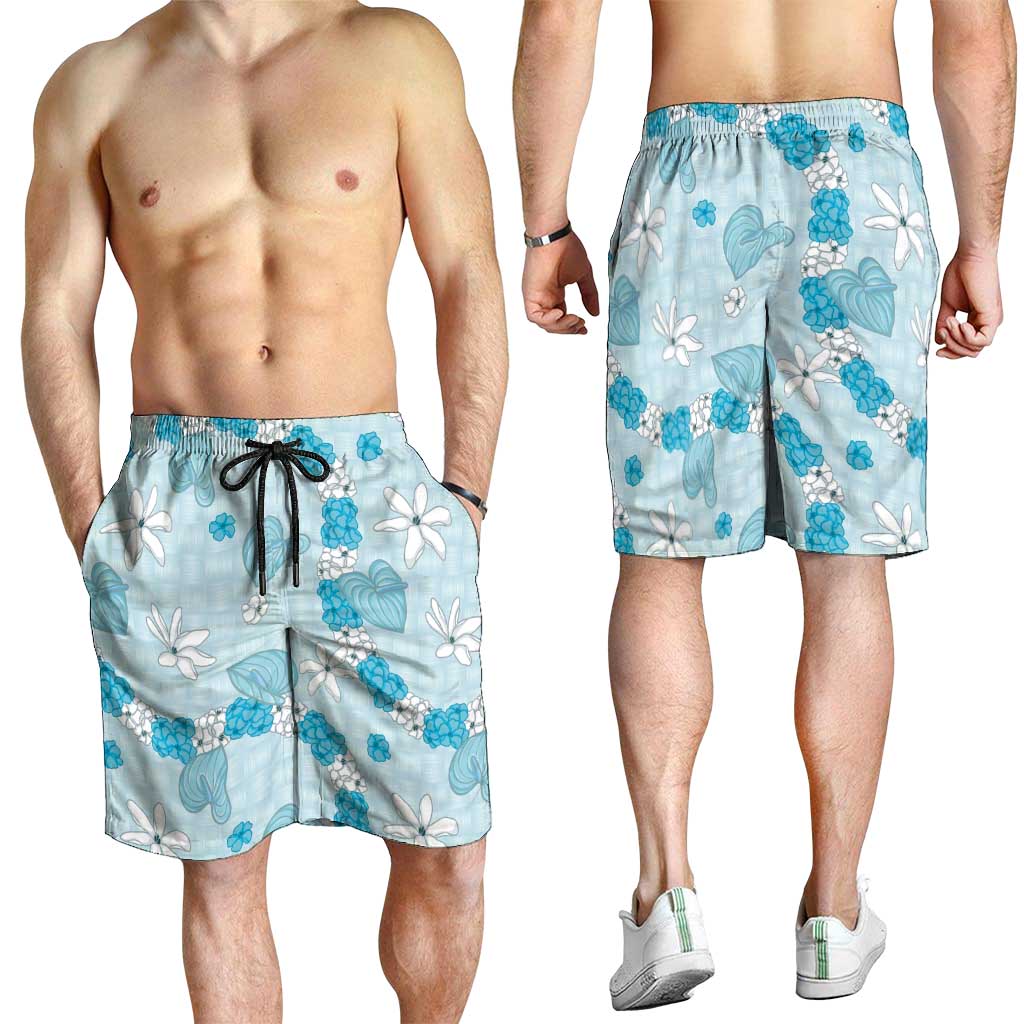 Hawaii Anthurium Tiare Pikake Lei Shorts for Men UliUli Lauhala Art Pattern LT01 - Polynesian Pride