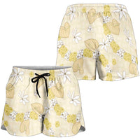 Hawaii Anthurium Tiare Pikake Lei Shorts for Women Melemele Lauhala Art Pattern LT01 - Polynesian Pride