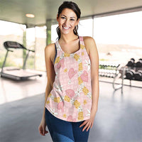 Hawaii Anthurium Tiare Pikake Lei Women Racerback Tank Akala Lauhala Art Pattern LT01 - Polynesian Pride