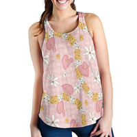 Hawaii Anthurium Tiare Pikake Lei Women Racerback Tank Akala Lauhala Art Pattern LT01 - Polynesian Pride