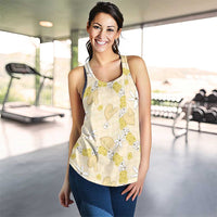 Hawaii Anthurium Tiare Pikake Lei Women Racerback Tank Melemele Lauhala Art Pattern LT01 - Polynesian Pride