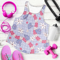 Hawaii Anthurium Tiare Pikake Lei Women Racerback Tank Poni Lauhala Art Pattern LT01 Purple - Polynesian Pride