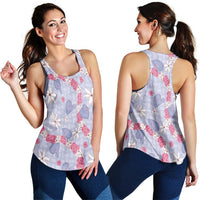 Hawaii Anthurium Tiare Pikake Lei Women Racerback Tank Poni Lauhala Art Pattern LT01 - Polynesian Pride