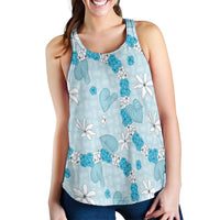 Hawaii Anthurium Tiare Pikake Lei Women Racerback Tank UliUli Lauhala Art Pattern LT01 - Polynesian Pride