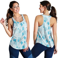 Hawaii Anthurium Tiare Pikake Lei Women Racerback Tank UliUli Lauhala Art Pattern LT01 - Polynesian Pride
