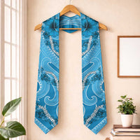 Hawaii Blue Hibiscus Pikake Lei Graduation Stole LT05 One Size Blue - Polynesian Pride