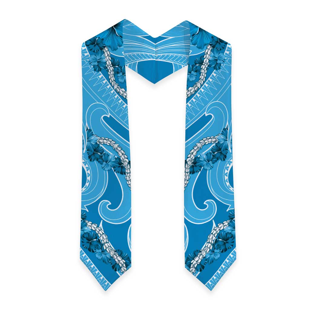 Hawaii Blue Hibiscus Pikake Lei Graduation Stole LT05 - Polynesian Pride