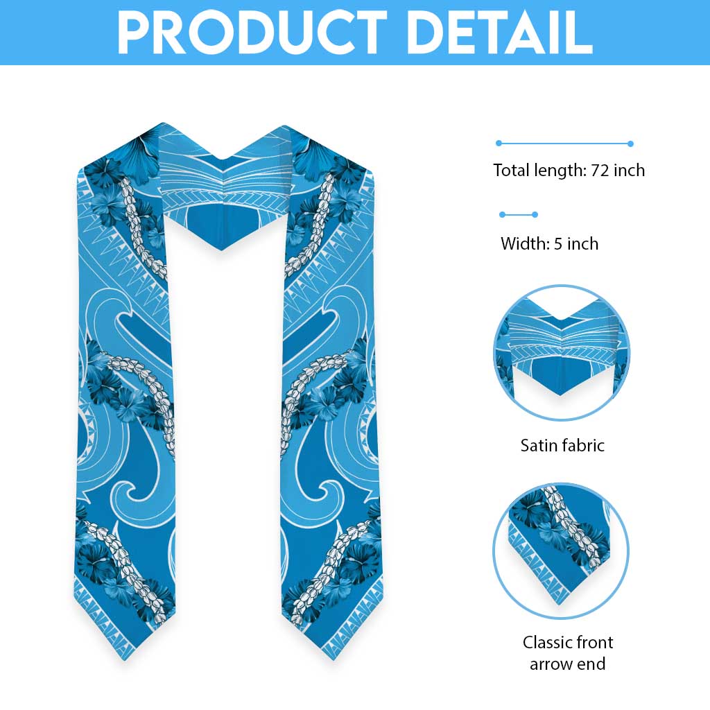 Hawaii Blue Hibiscus Pikake Lei Graduation Stole LT05 - Polynesian Pride