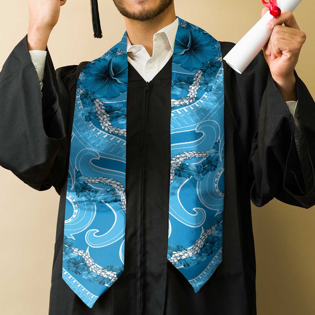 Hawaii Blue Hibiscus Pikake Lei Graduation Stole LT05 - Polynesian Pride