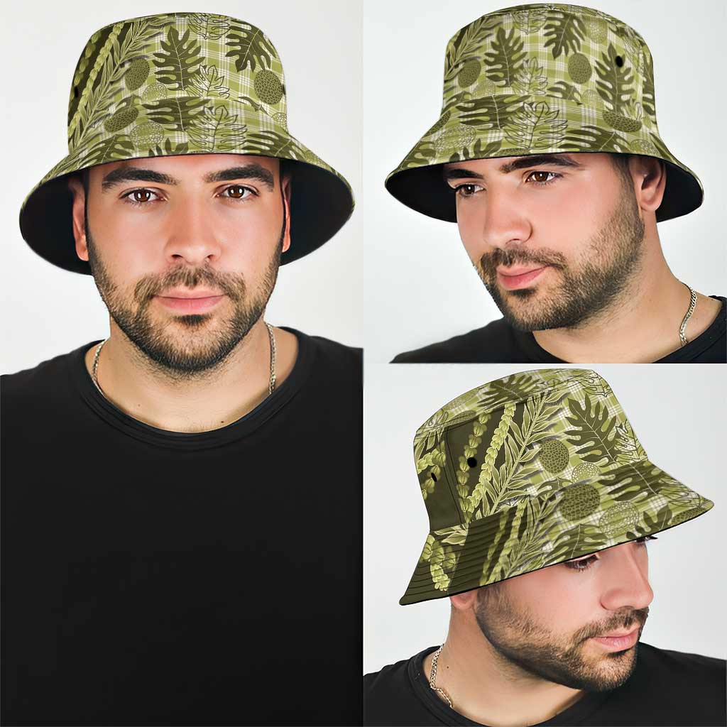 Hawaii Breadfruit Palaka Bucket Hat Omaomao Maile Lei - Polynesian Pride