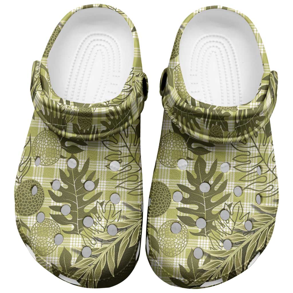 Hawaii Breadfruit Palaka Clogs Shoes Omaomao Maile Lei - Polynesian Pride