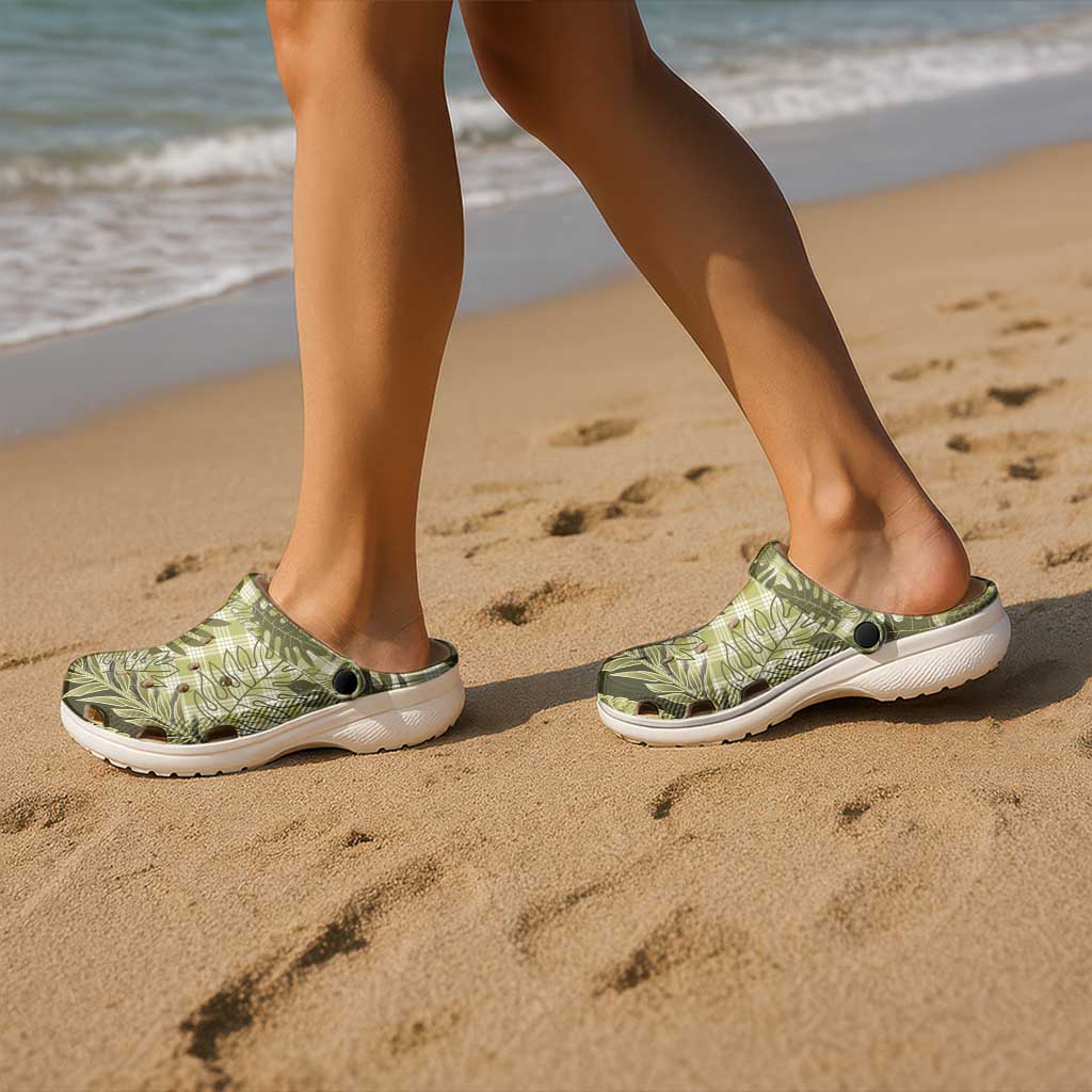 Hawaii Breadfruit Palaka Clogs Shoes Omaomao Maile Lei - Polynesian Pride
