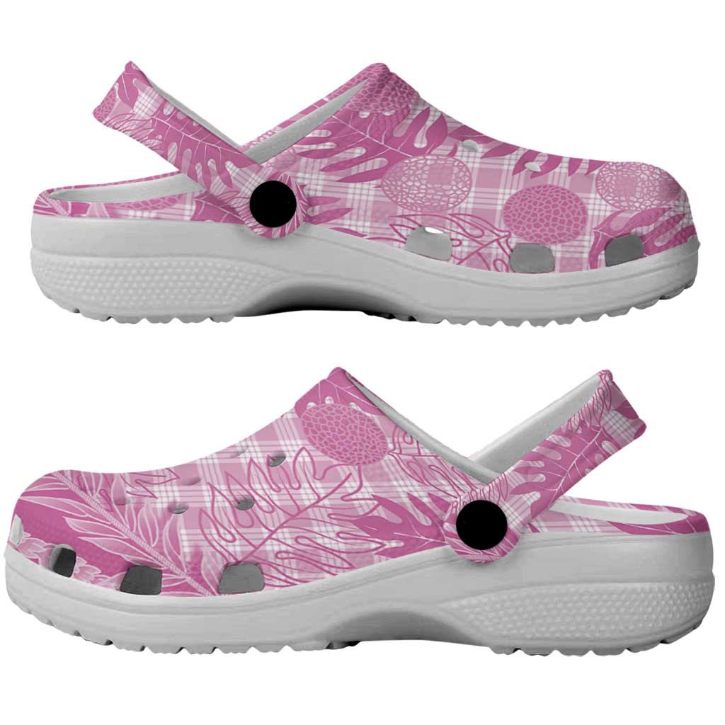 Hawaii Breadfruit Palaka Clogs Shoes Omaomao Ulaula Maile Lei LT9 - Polynesian Pride
