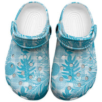 Hawaii Breadfruit Palaka Clogs Shoes Polu Maile Lei LT9 Blue - Polynesian Pride
