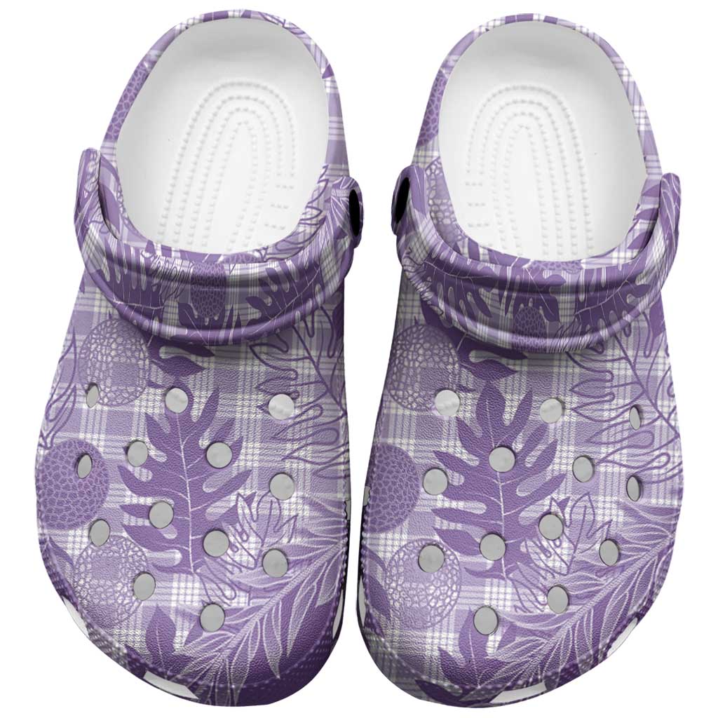 Hawaii Breadfruit Palaka Clogs Shoes Poni Maile Lei LT9 Purple - Polynesian Pride