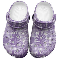 Hawaii Breadfruit Palaka Clogs Shoes Poni Maile Lei LT9 Purple - Polynesian Pride