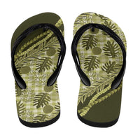 Hawaii Breadfruit Palaka Flip Flops Omaomao Maile Lei LT9 - Polynesian Pride