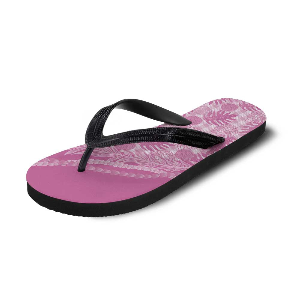 Hawaii Breadfruit Palaka Flip Flops Omaomao Ulaula Maile Lei - Polynesian Pride