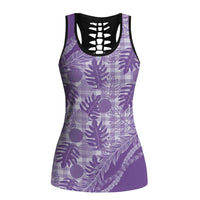 Hawaii Breadfruit Palaka Hollow Tank Top Poni Maile Lei LT9 Female Purple - Polynesian Pride