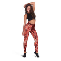 Hawaii Breadfruit Palaka Leggings Ulaula Maile Lei LT9 - Polynesian Pride