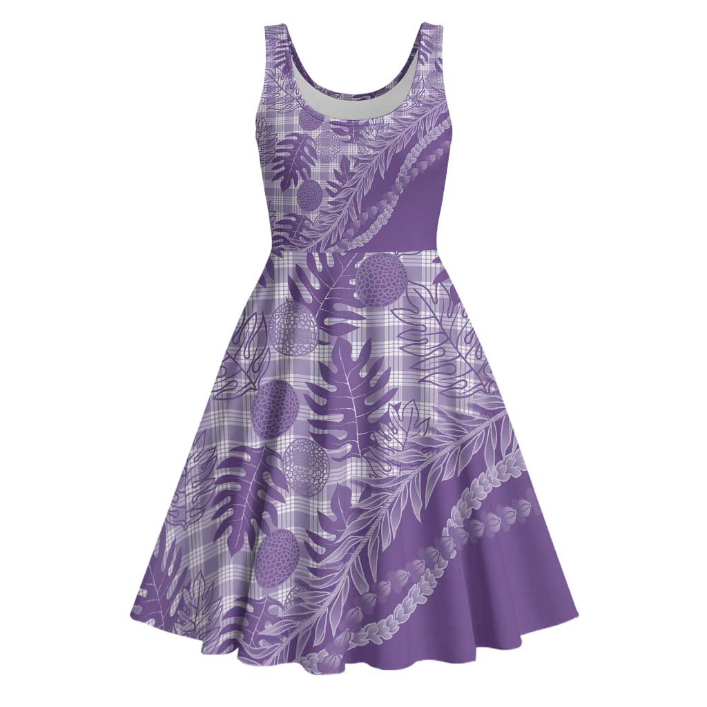 Hawaii Breadfruit Palaka Midi Dress Poni Maile Lei - Polynesian Pride