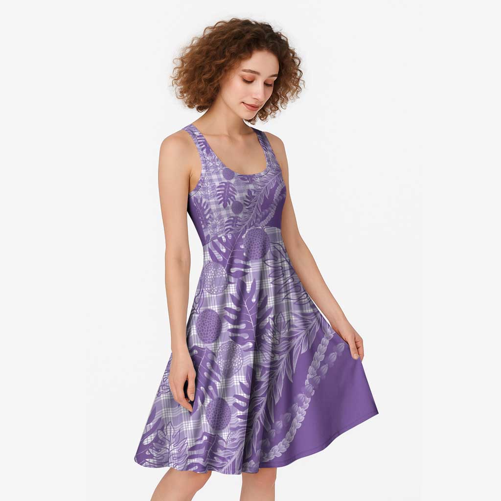 Hawaii Breadfruit Palaka Midi Dress Poni Maile Lei - Polynesian Pride