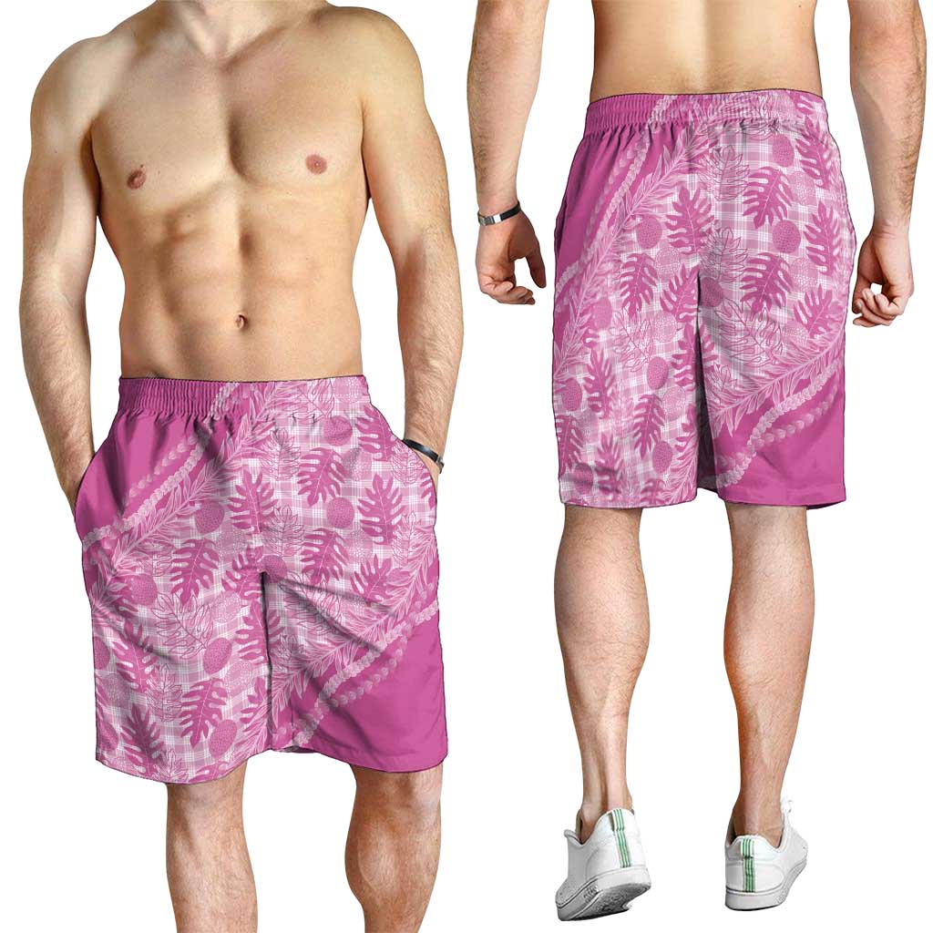Hawaii Breadfruit Palaka Shorts for Men Omaomao Ulaula Maile Lei LT9 - Polynesian Pride