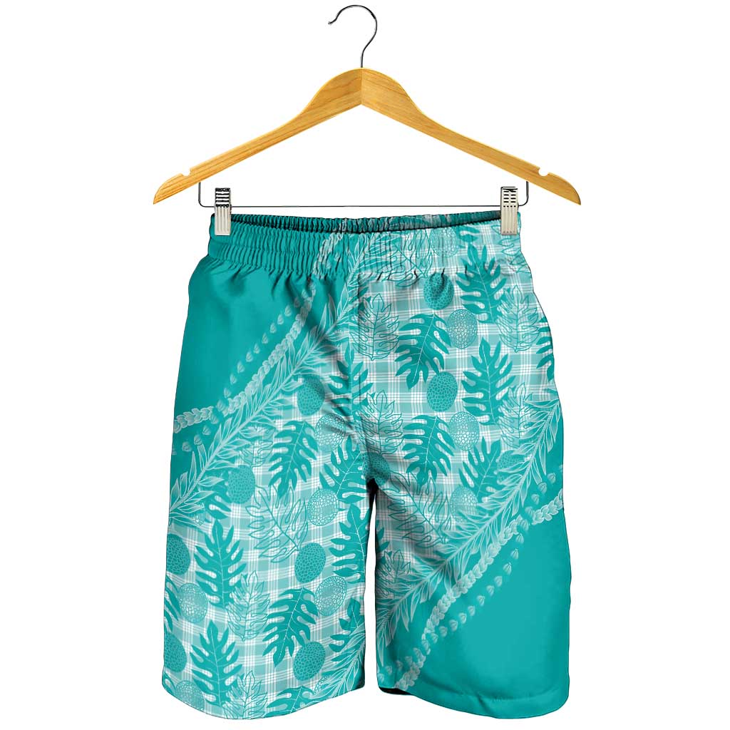 Hawaii Breadfruit Palaka Shorts for Men Polu Opal Maile Lei LT9 - Polynesian Pride