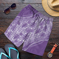 Hawaii Breadfruit Palaka Shorts for Men Poni Maile Lei LT9 Purple - Polynesian Pride