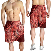 Hawaii Breadfruit Palaka Shorts for Men Ulaula Maile Lei LT9 - Polynesian Pride