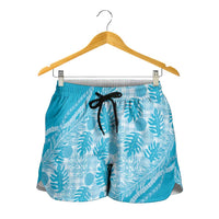 Hawaii Breadfruit Palaka Shorts for Women Polu Maile Lei LT9 - Polynesian Pride
