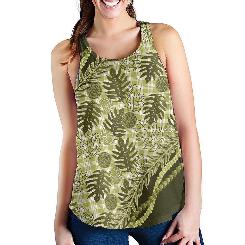 Hawaii Breadfruit Palaka Women Racerback Tank Omaomao Maile Lei LT9 - Polynesian Pride