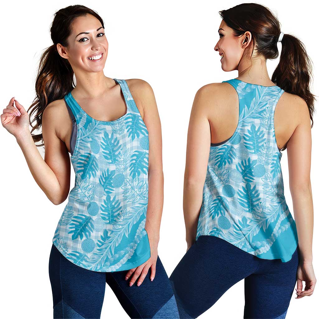 Hawaii Breadfruit Palaka Women Racerback Tank Polu Maile Lei - Polynesian Pride