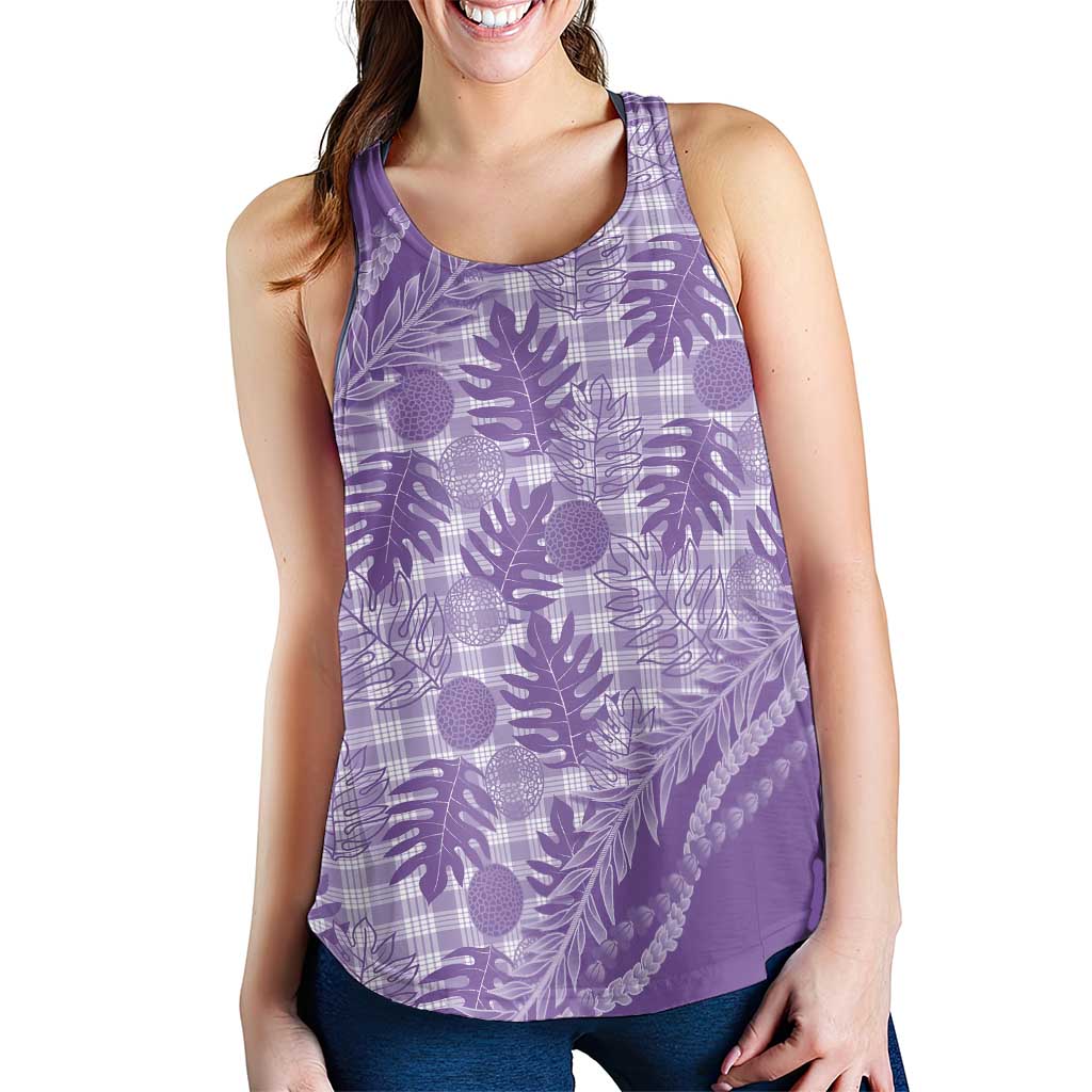 Hawaii Breadfruit Palaka Women Racerback Tank Poni Maile Lei LT9 - Polynesian Pride