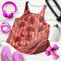 Hawaii Breadfruit Palaka Women Racerback Tank Ulaula Maile Lei LT9 Red - Polynesian Pride
