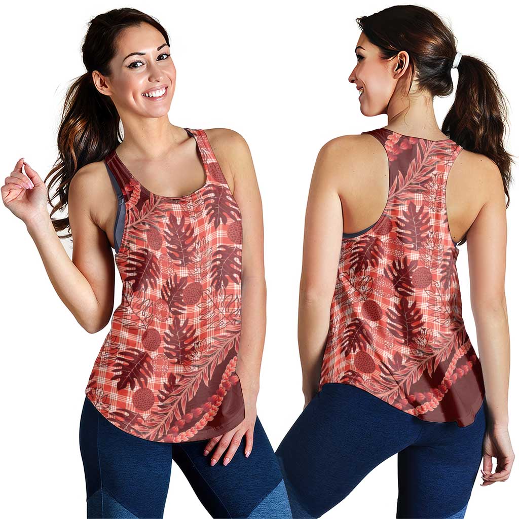 Hawaii Breadfruit Palaka Women Racerback Tank Ulaula Maile Lei LT9 - Polynesian Pride