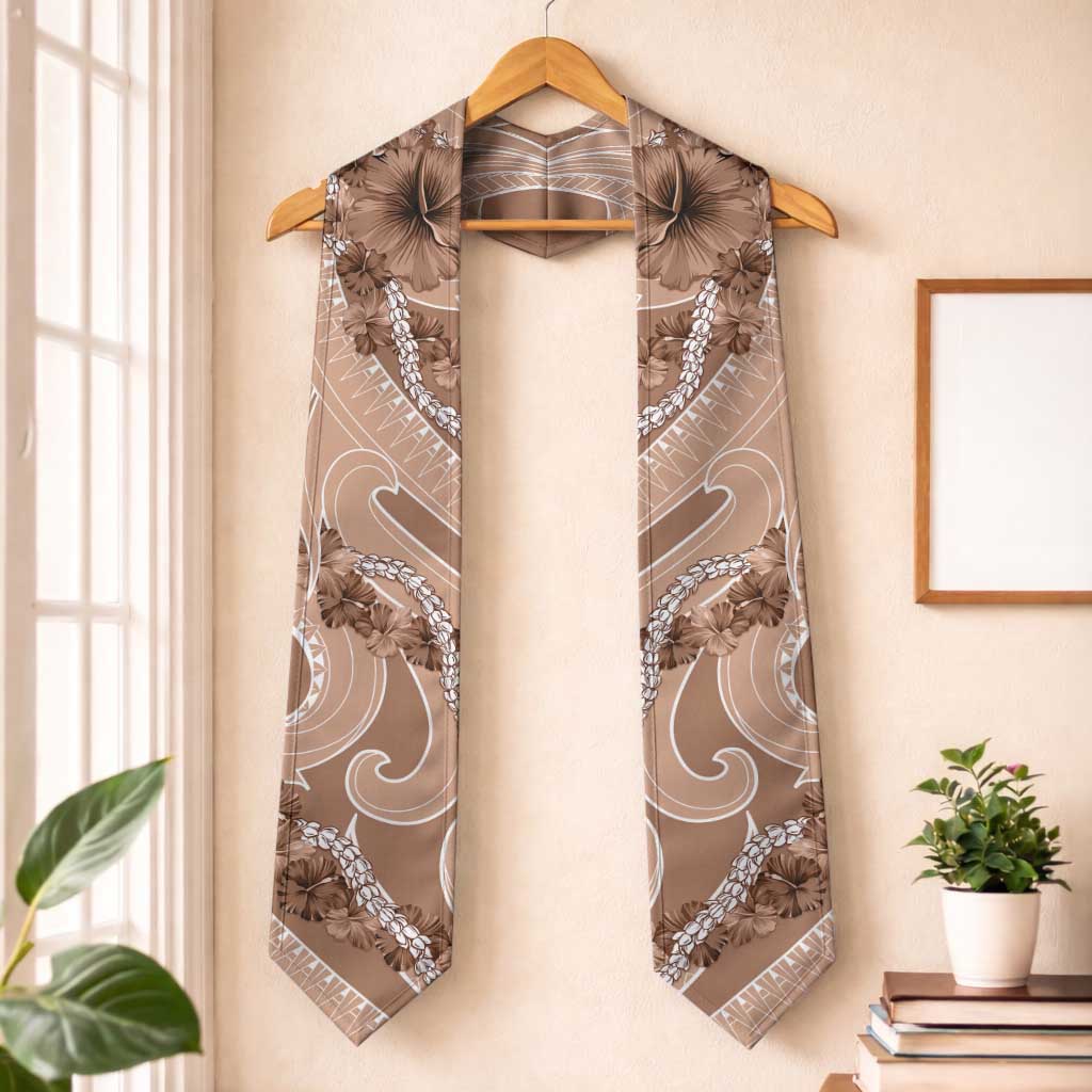 Hawaii Brown Hibiscus Pikake Lei Graduation Stole LT05 One Size Brown - Polynesian Pride