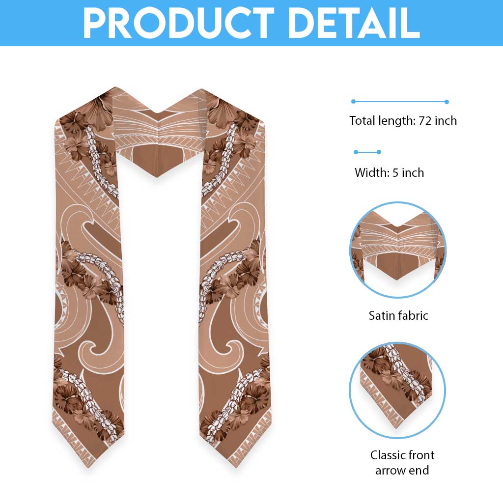 Hawaii Brown Hibiscus Pikake Lei Graduation Stole LT05 - Polynesian Pride