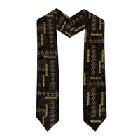 Hawaii Brown Plumeria Lei Black Graduation Stole Frangipani Floral Heritage Art LT01 - Polynesian Pride