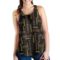 Hawaii Brown Plumeria Lei Black Women Racerback Tank Frangipani Floral Heritage Art