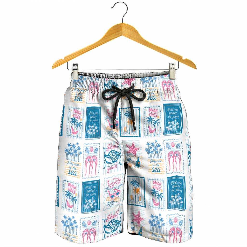 Hawaii Coastal Summer Postcard Shorts for Men