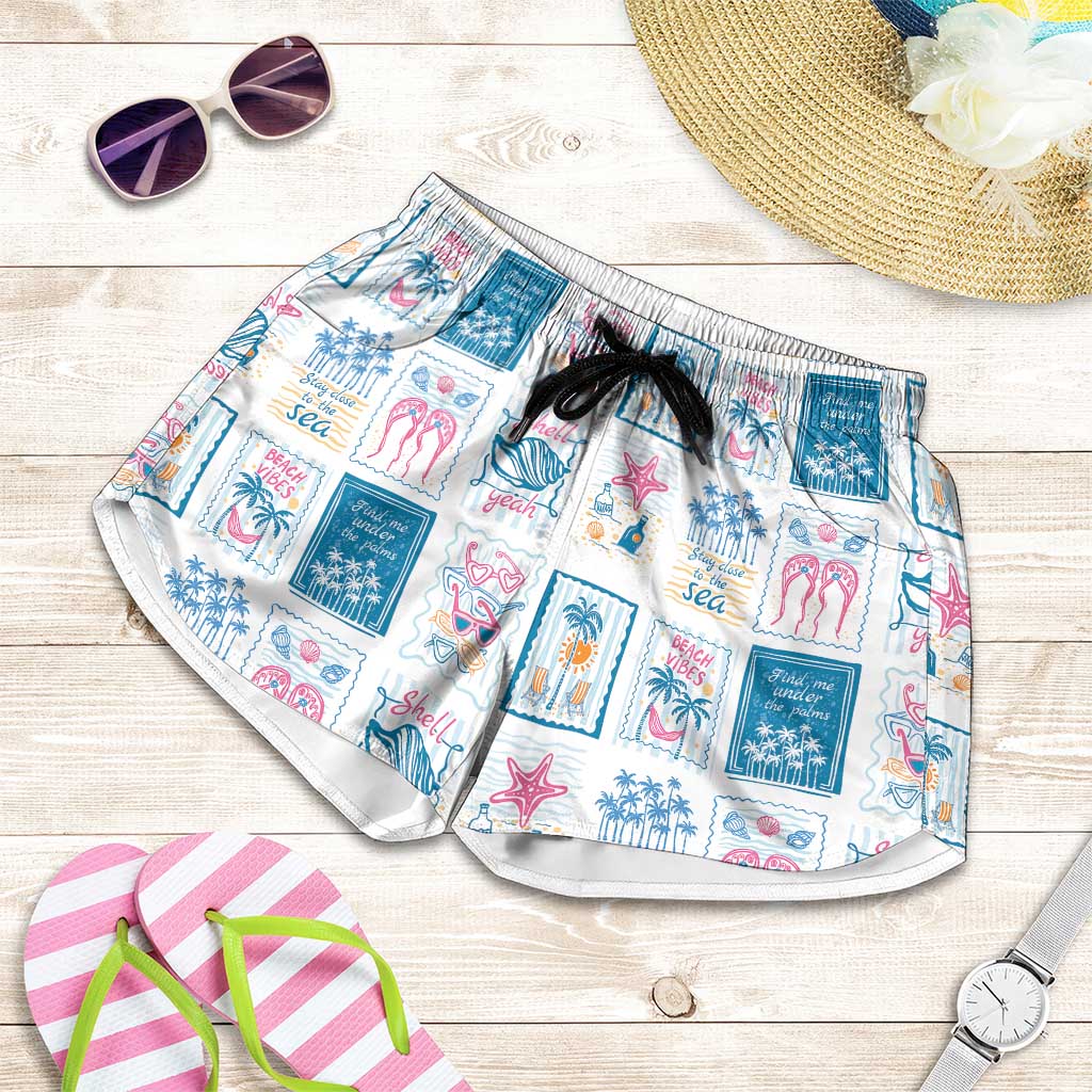 Hawaii Coastal Summer Postcard Shorts for Women