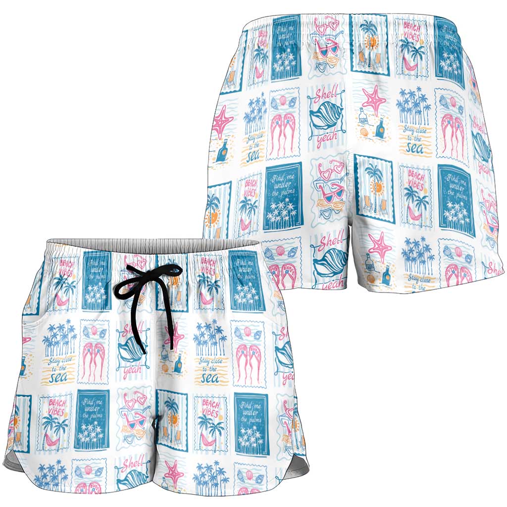 Hawaii Coastal Summer Postcard Shorts for Women