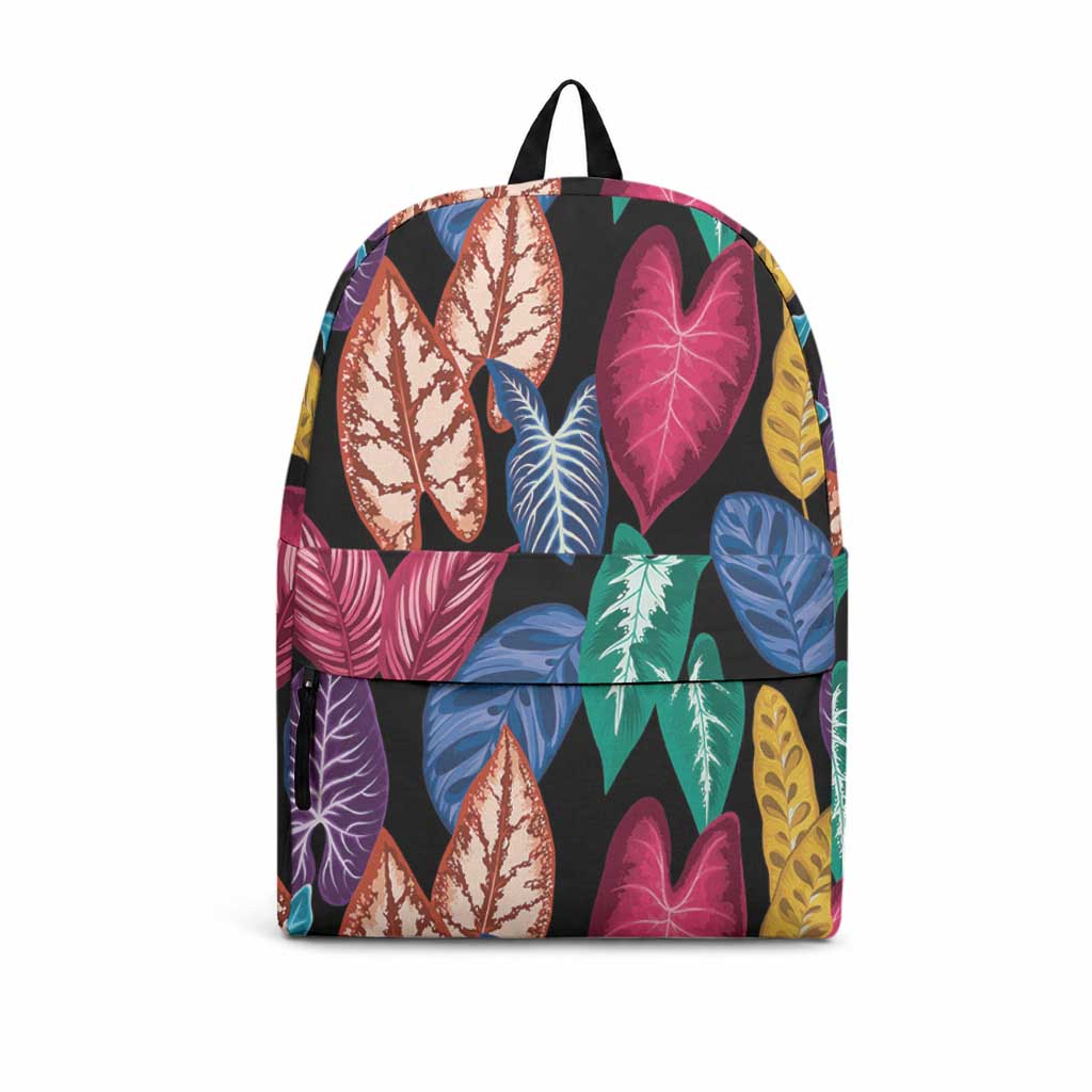 Hawaii Colorful Tropical Leaves Backpack LT01 Black - Polynesian Pride