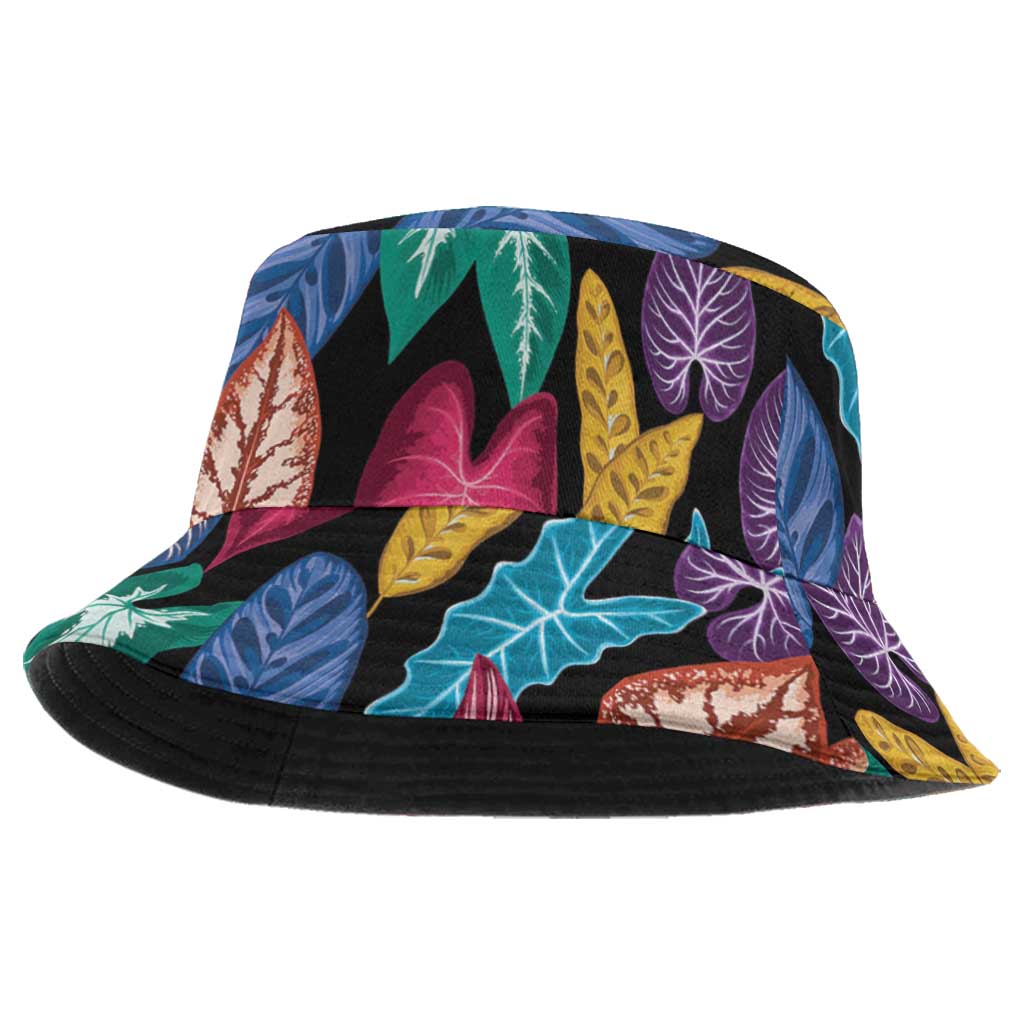 Hawaii Colorful Tropical Leaves Bucket Hat LT01 One Size Black - Polynesian Pride