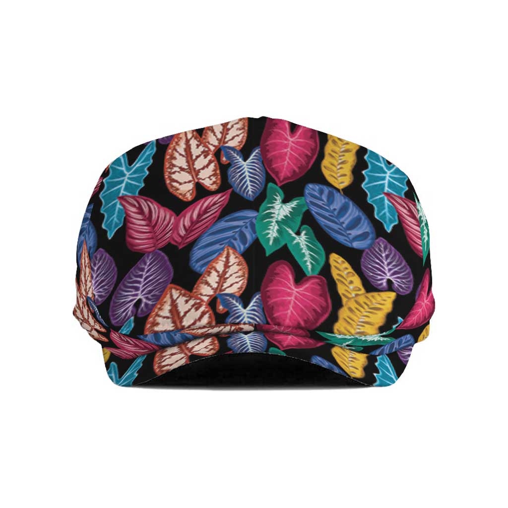 Hawaii Colorful Tropical Leaves Jeff Hat LT01 Black - Polynesian Pride