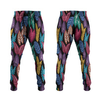 Hawaii Colorful Tropical Leaves Jogger Pants LT01 Black - Polynesian Pride