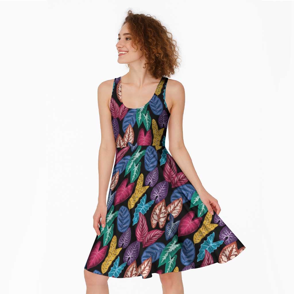Hawaii Colorful Tropical Leaves Midi Dress LT01 - Polynesian Pride