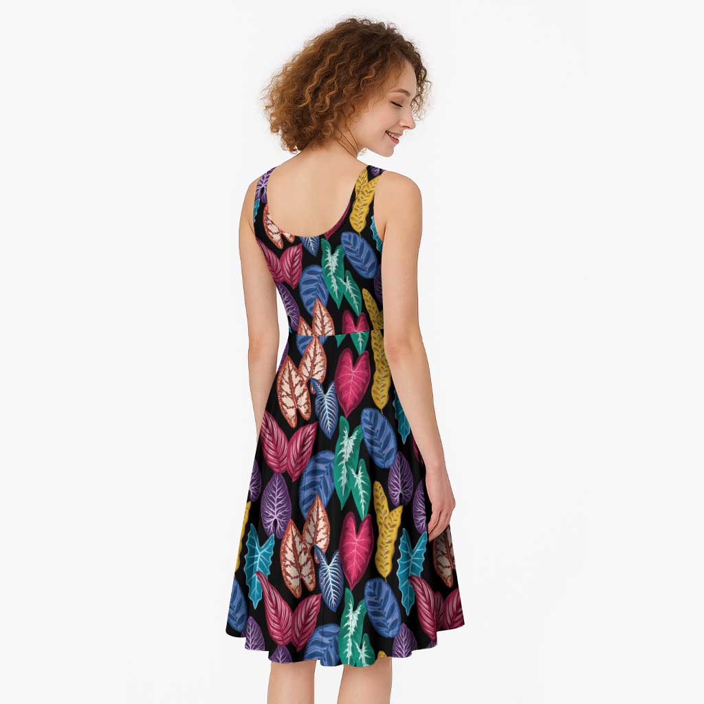Hawaii Colorful Tropical Leaves Midi Dress LT01 - Polynesian Pride